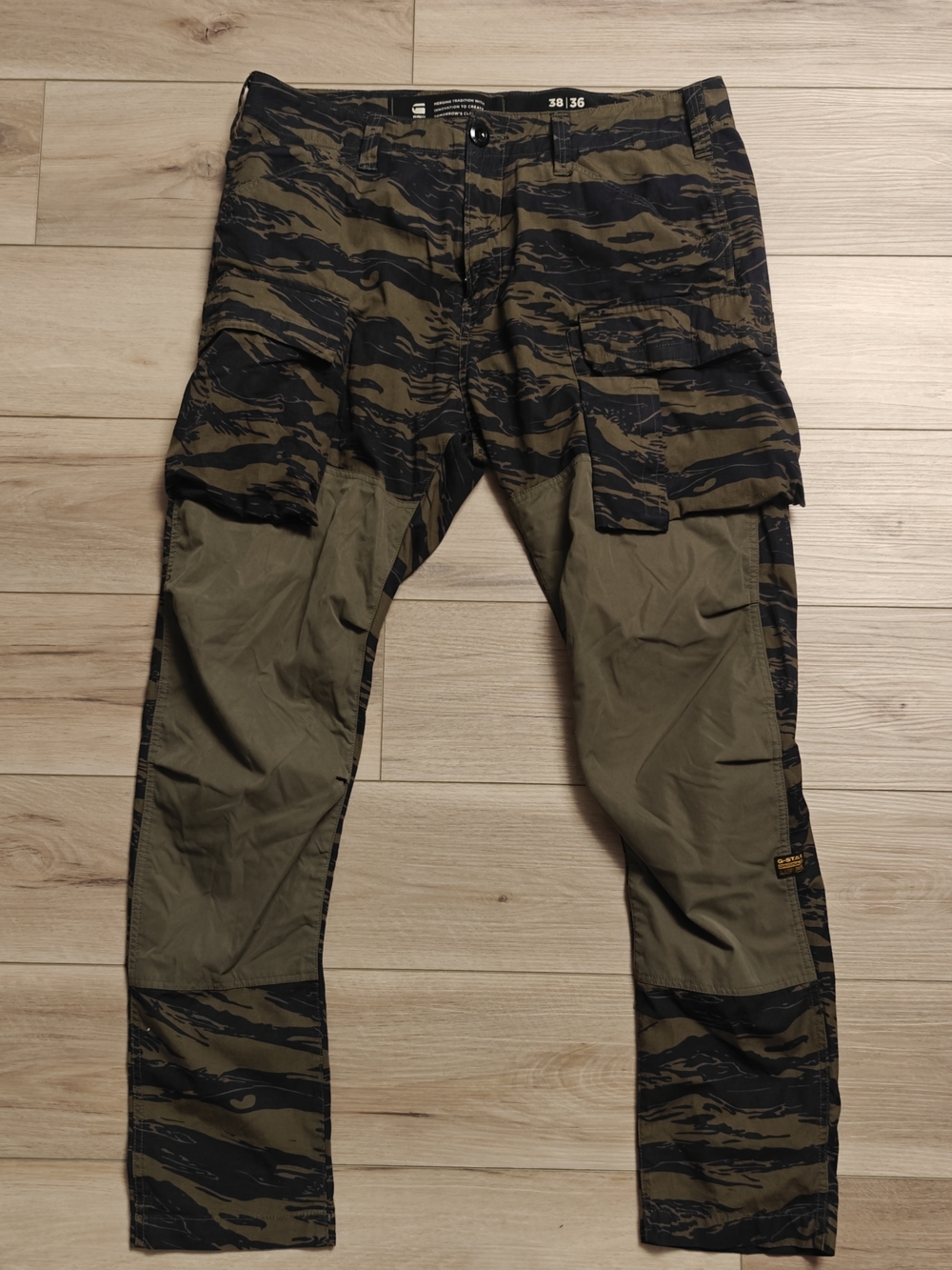 G-Star Raw 3D Regular Tapered Cargo 2.0 Pants Vintage Ripstop Olive Camo 38 x 36